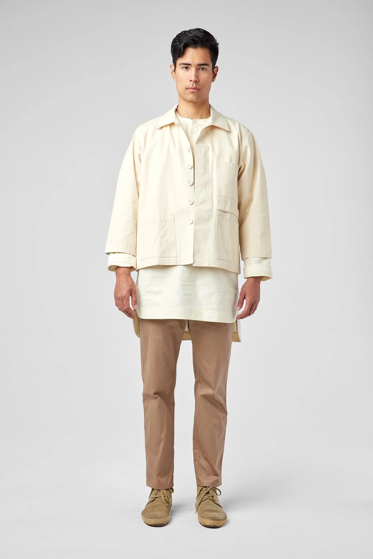 Ecru Hospitality Work Coat Mens Uniform for Amangiri by Finery.