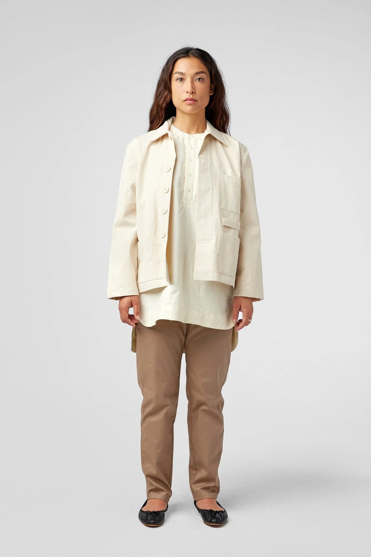 Ecru Hospitality Work Coat Women's Uniform for Amangiri by Finery.