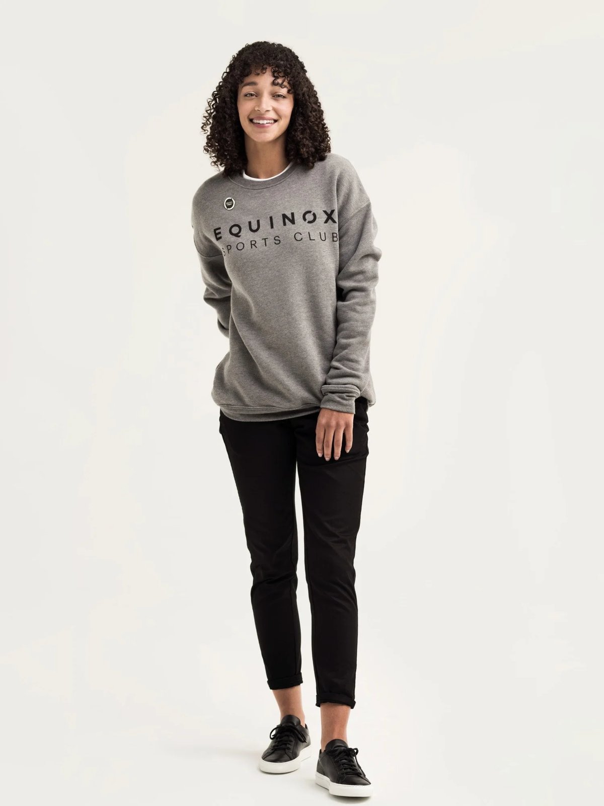 grey sports club sweater womens uniform for equinox by finery.