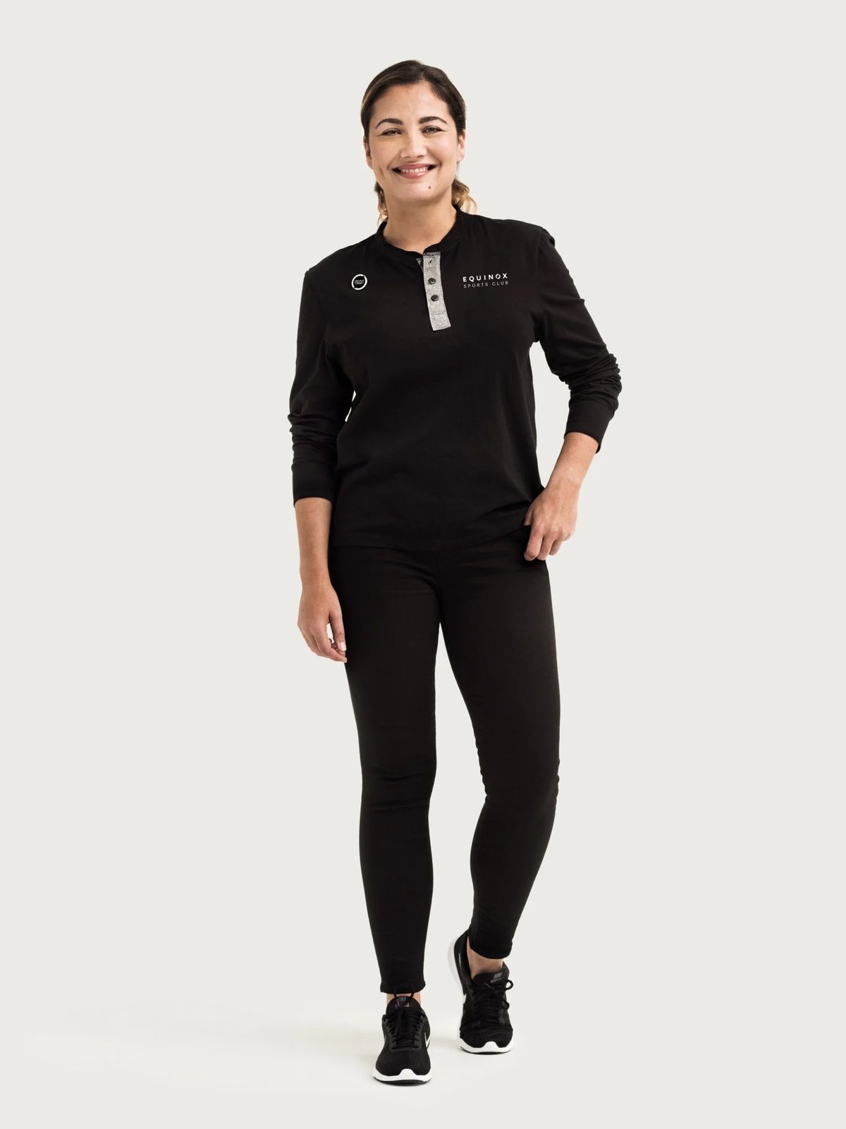 black sports club henley uniform for equinox by finery.