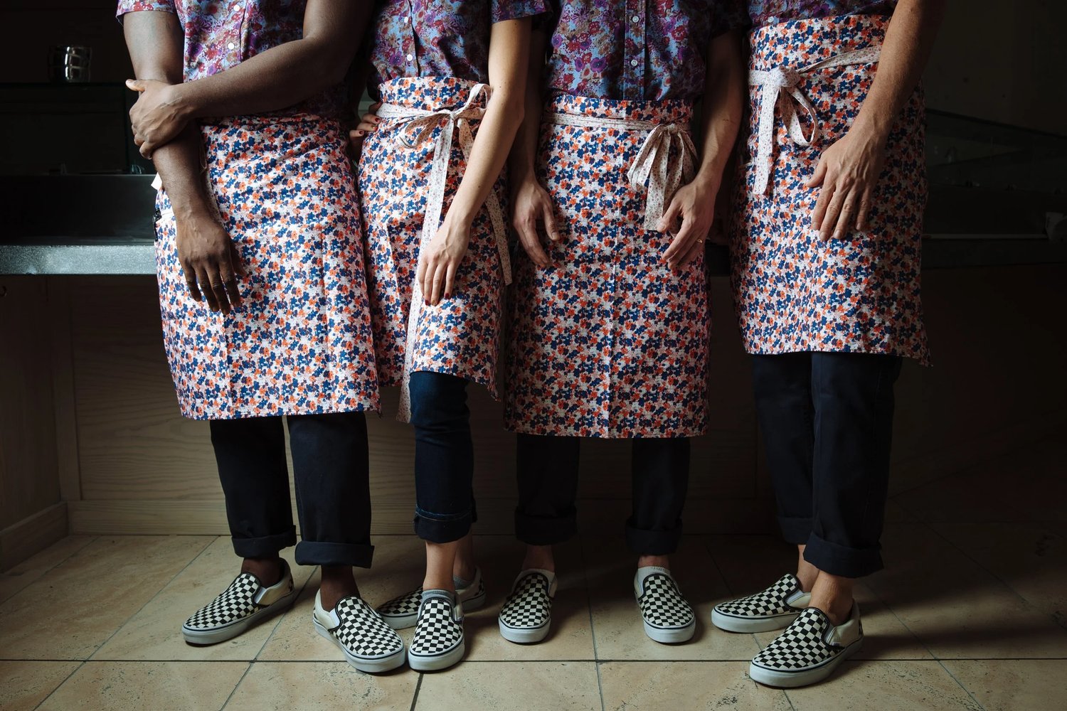 Floral Half Apron Uniform for Roy Choi by Finery.