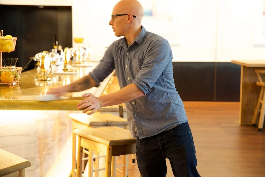 Mid Denim Hospitality Mens Uniforms for South Congress Hotel by Finery.