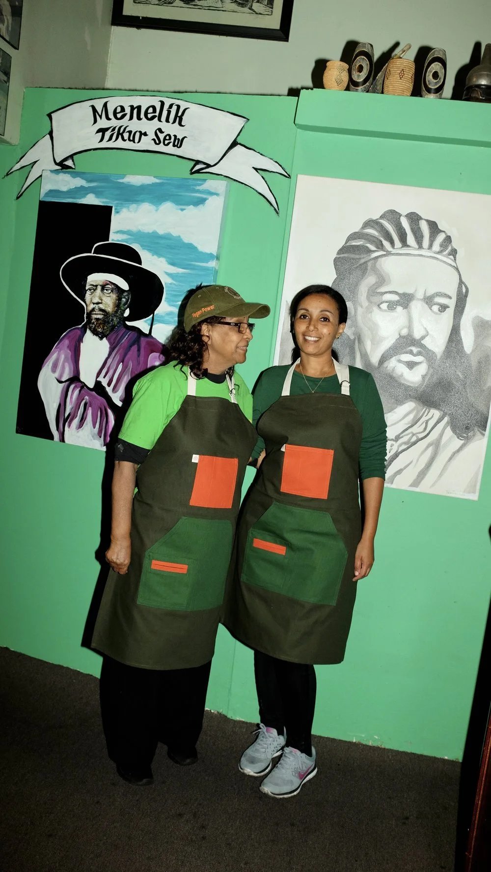 Green Orange Restaurant Aprons Uniforms for Rahel Ethiopian by Finery
