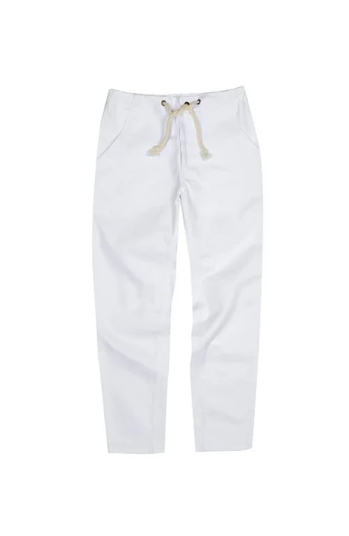 white hospitality cotton twill drawstring chinos uniform by finery