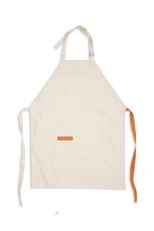 white cotton canvas restaurant apron for lasita by finery