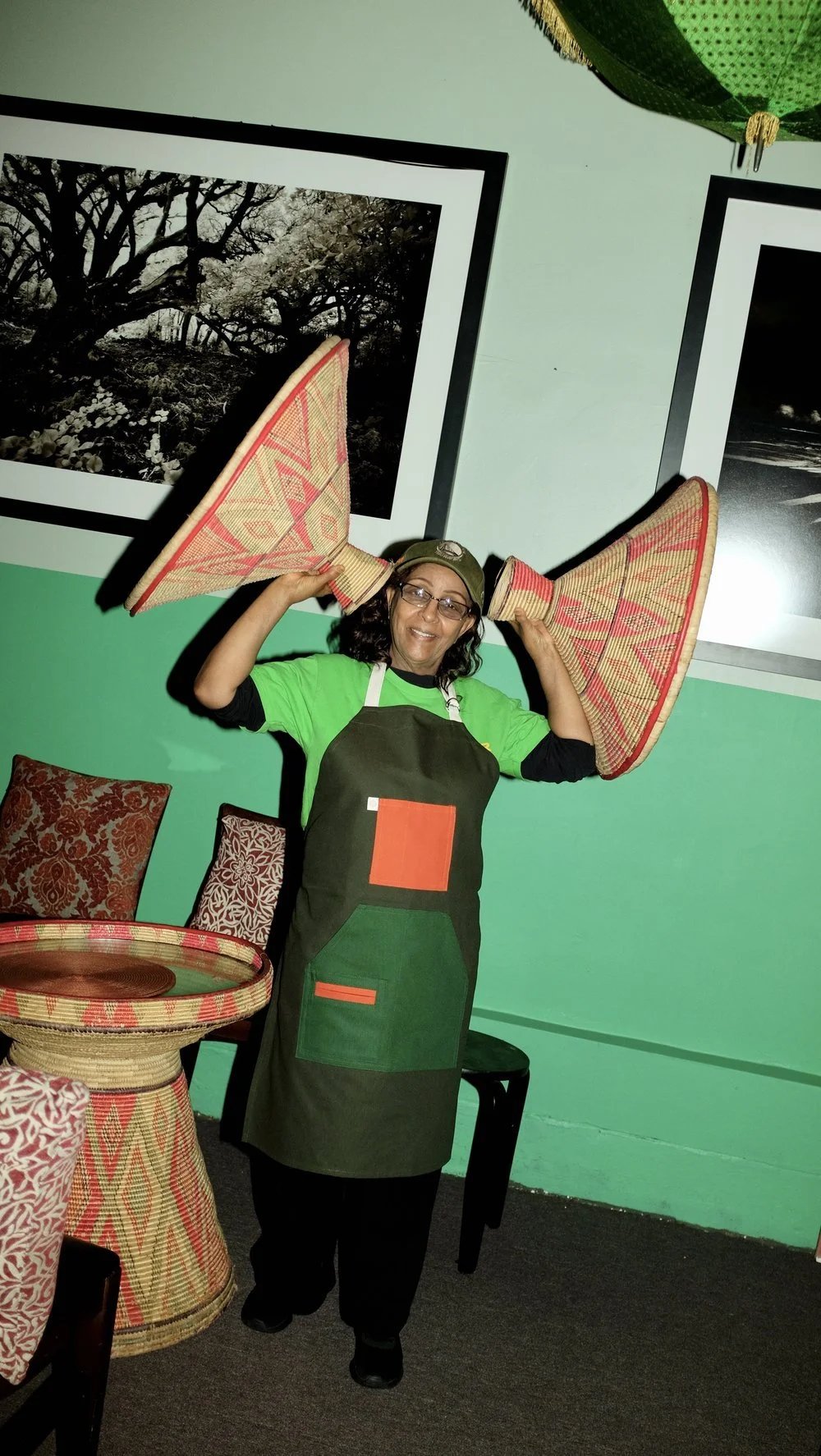 Green Orange Restaurant Aprons Uniforms for Rahel Ethiopian by Finery