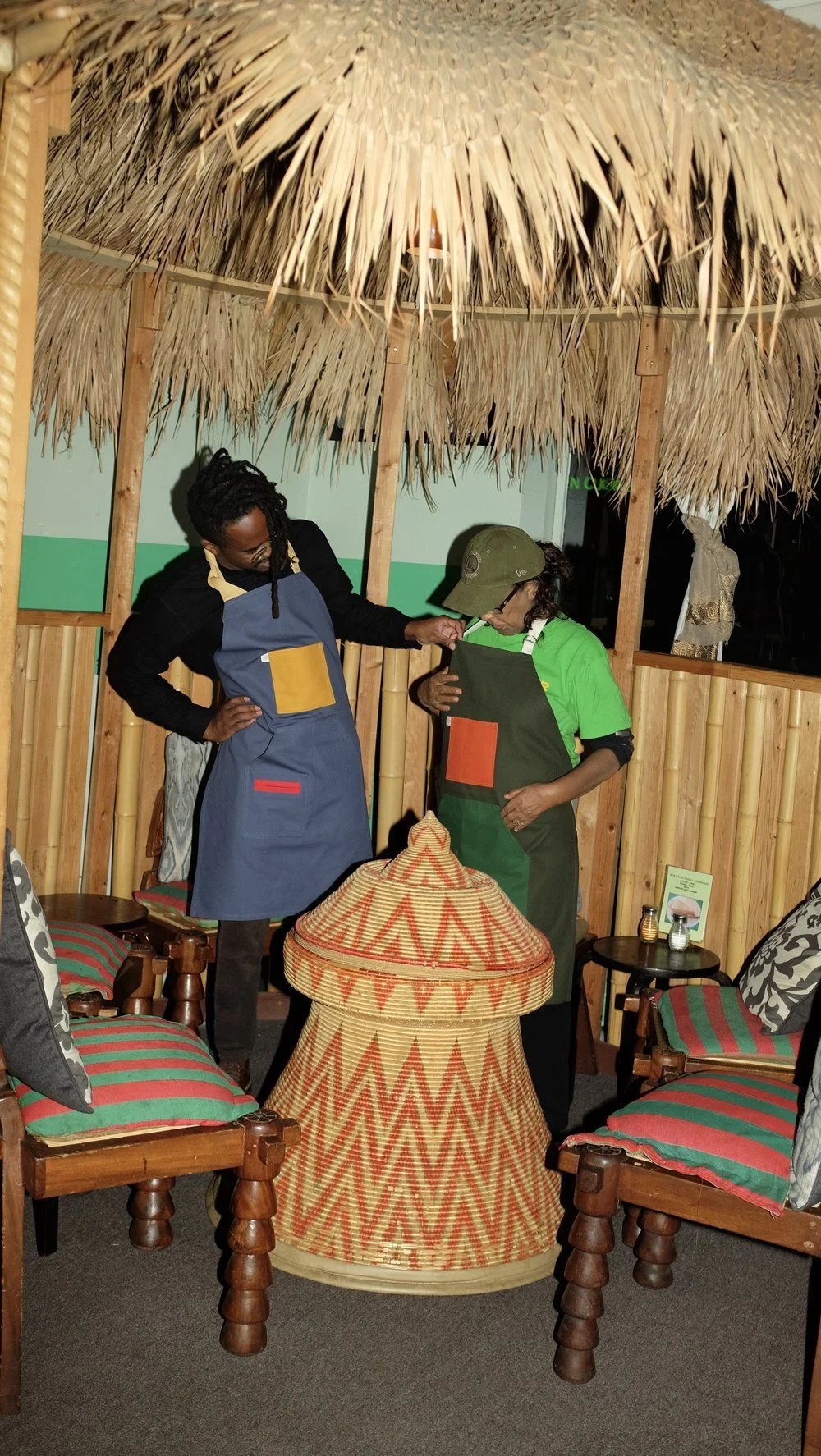 Green Orange Restaurant Aprons Uniforms for Rahel Ethiopian by Finery