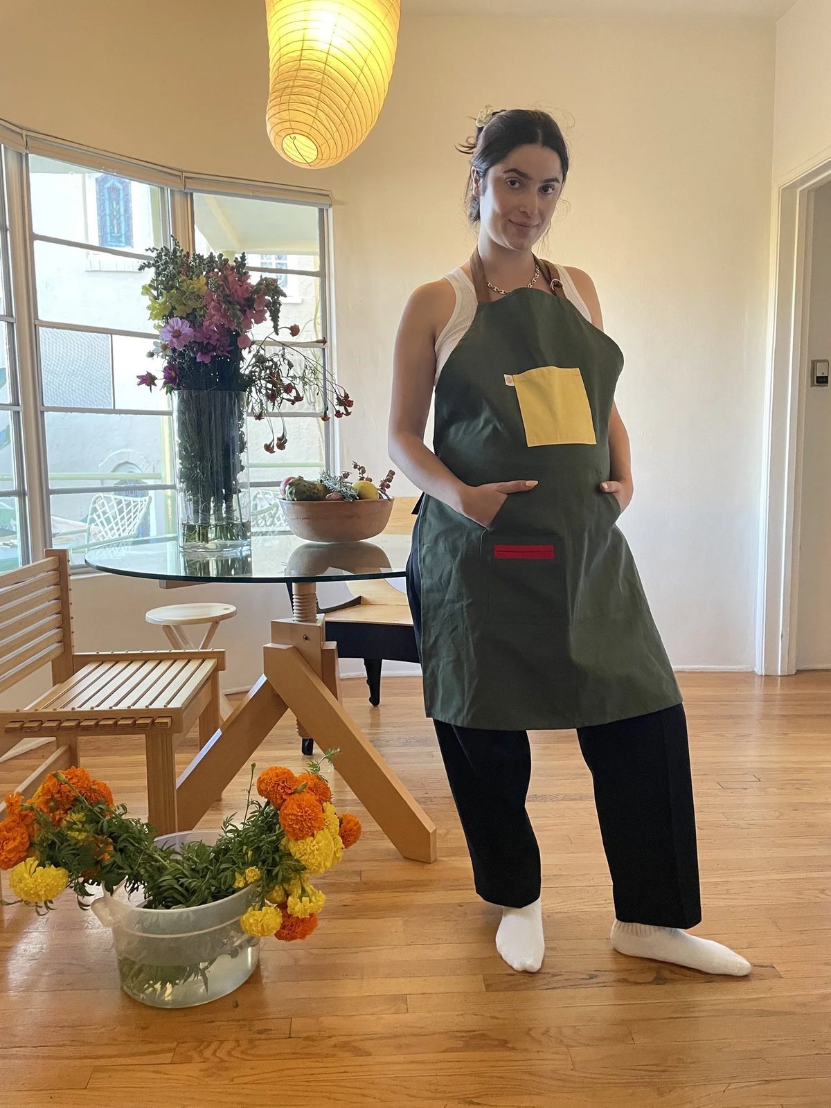 Green Restaurant Cotton Canvas Apron by Caribbean Gourmet for Finery