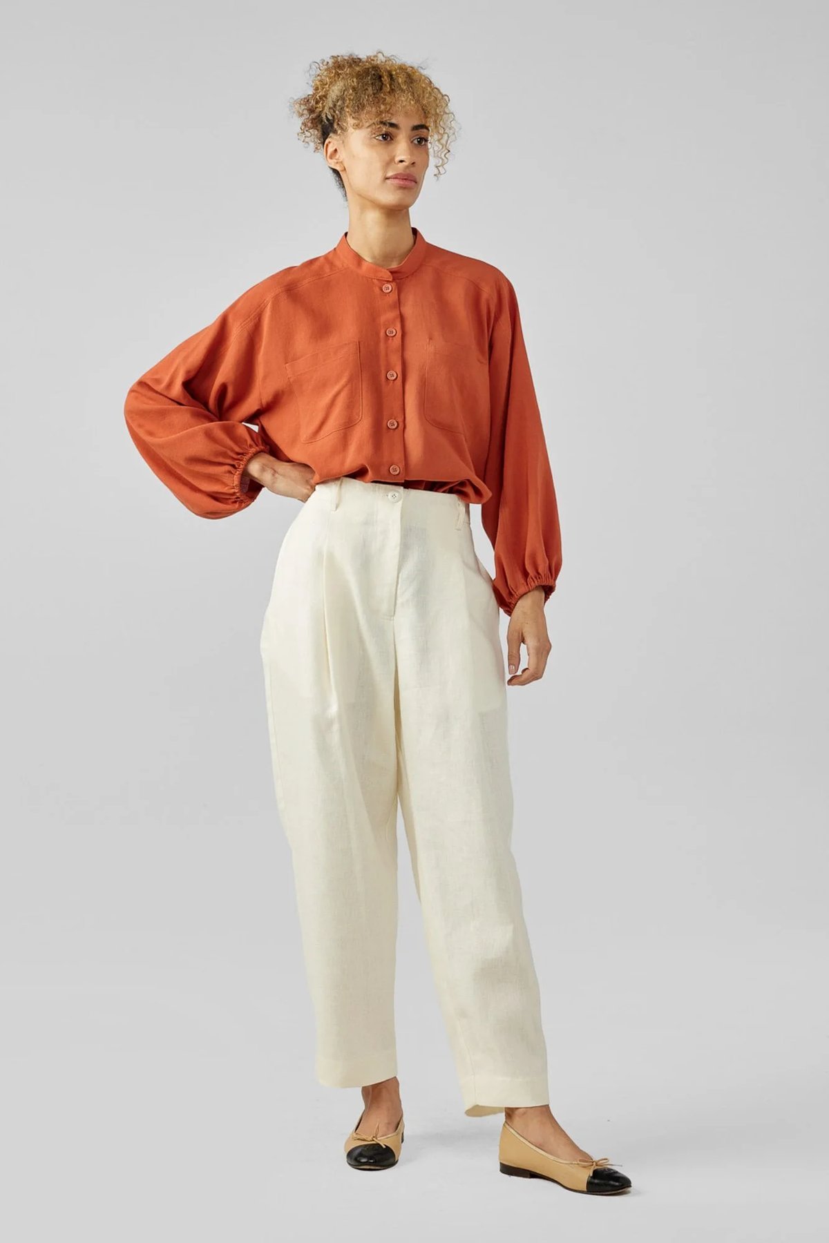 ivory linen hospitality pleated pant uniforms by finery  
